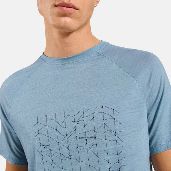 Odlo футболка Merino Tencel Hyper Map baby blue melange S